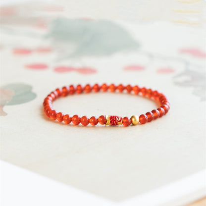 Red agate 3-4mm round bead bracelet