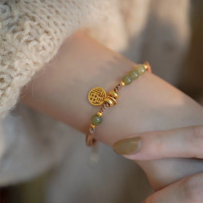 Hetian jade hand-woven bracelet