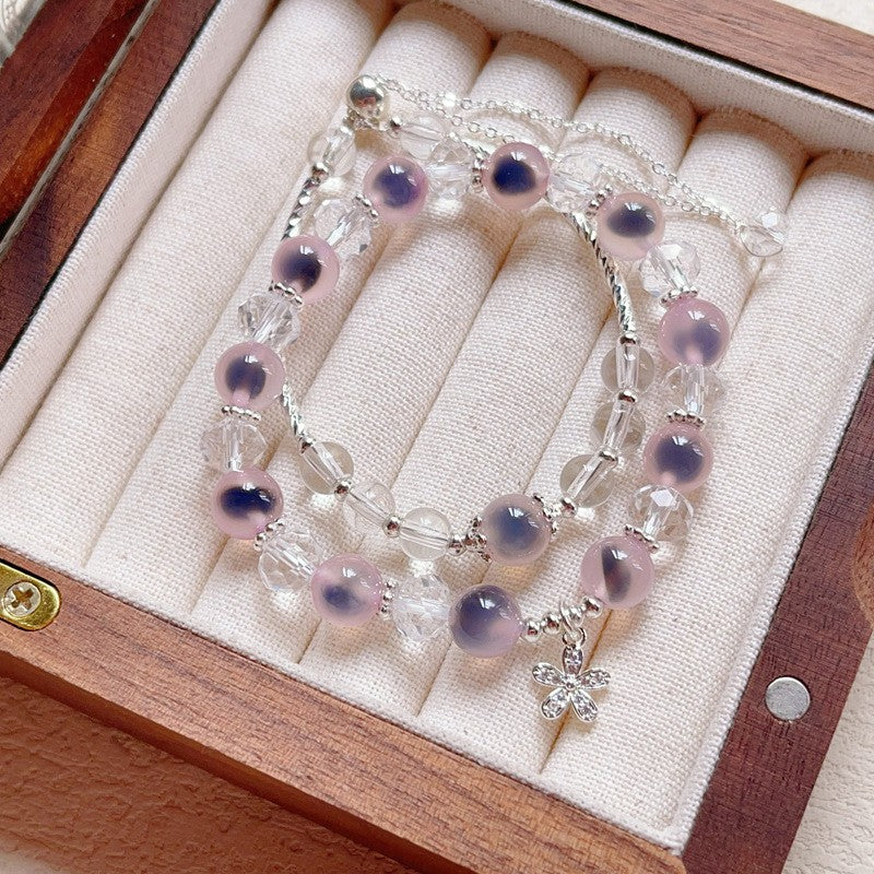 Pink sugar heart agate, a bracelet suitable for fairies