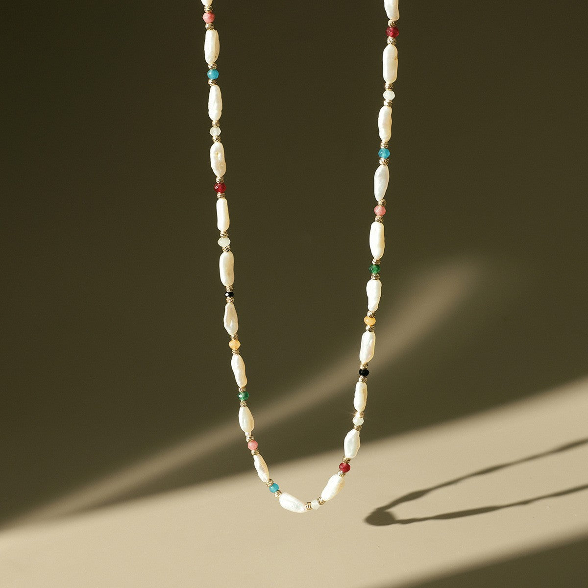 Baroque Shaped Pearl and Stone Necklace