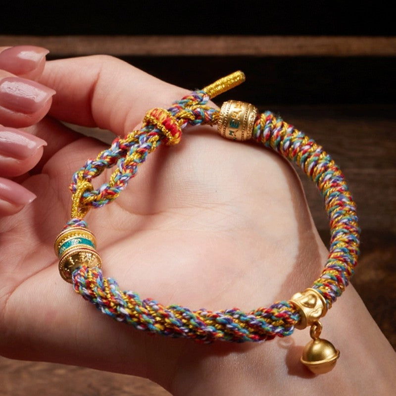 Tibetan style multi-colored hand-woven bracelet