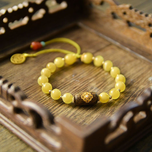 AMBER Agarwood Gourd Pendant Bracelet 8mm