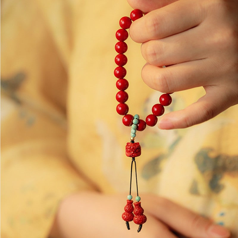 Cinnabar Lion Dance Chinese Style Bracelet 8mm