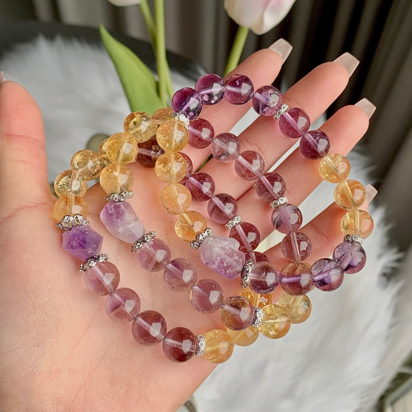 Amethyst bracelet for rolling wealth