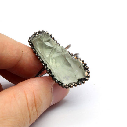 Natural stone personality retro raw stone ring