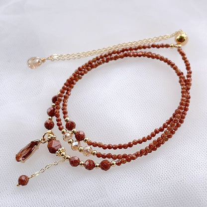 Wishing/Super Flashing Gold Sand Stone Faceted Ultra-fine Bracelet 2mm