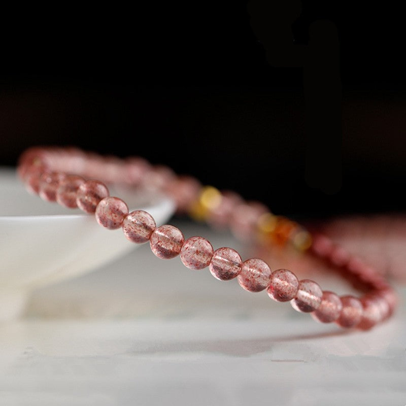 Strawberry Quartz Red Cinnabar Thin Bracelet 4mm