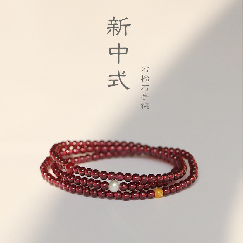 Garnet multi-loop bracelet 3mm