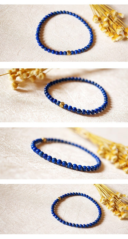 Lapis Lazuli Bracelet 4mm Single Loop Thin Bracelet