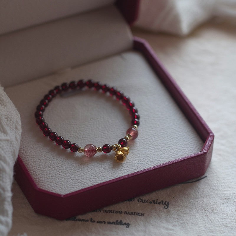 Burgundy garnet with strawberry crystal bracelet 4.8mm