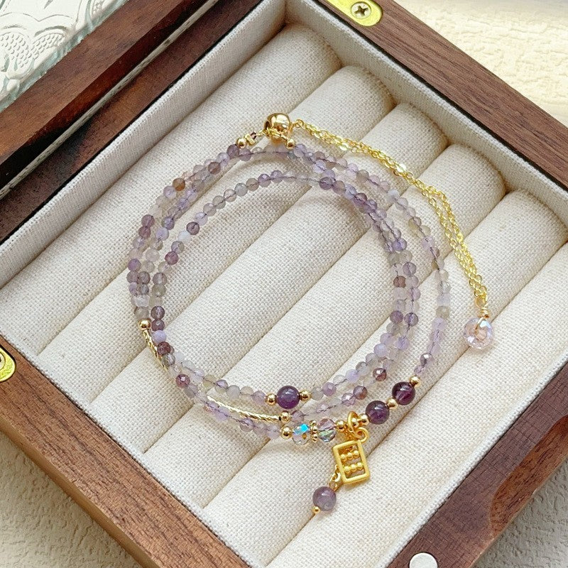 Amethyst three-circle bracelet necklace