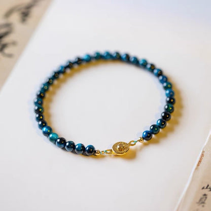 Natural blue tiger eye stone bracelet 4mm