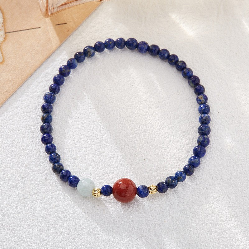 Natural lapis lazuli beads and ultra-fine bracelet