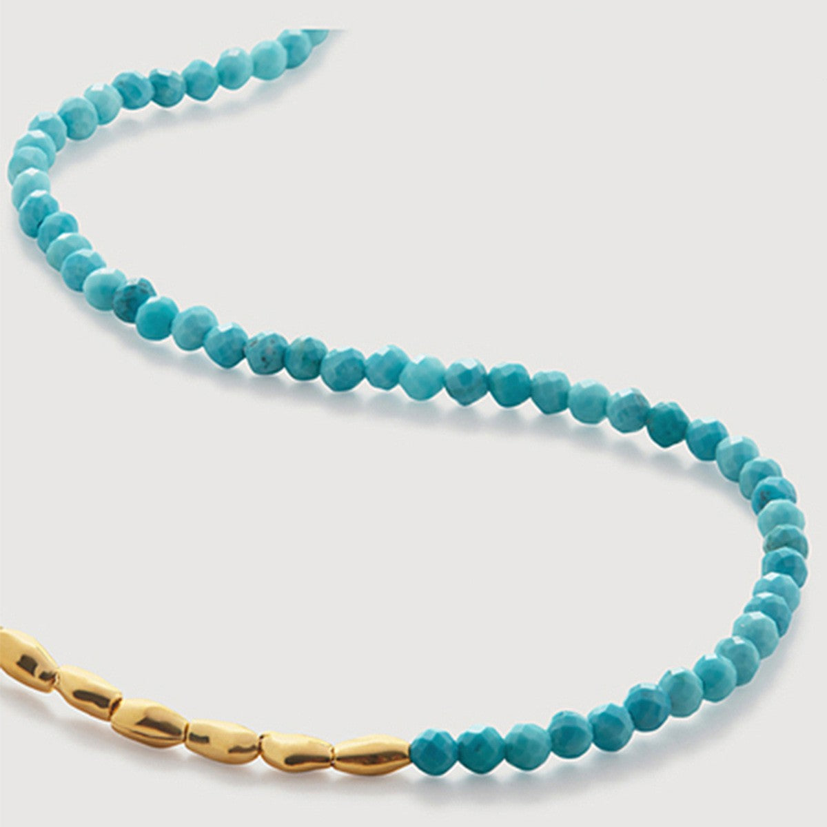 Bohemian natural stone faceted turquoise beaded necklace