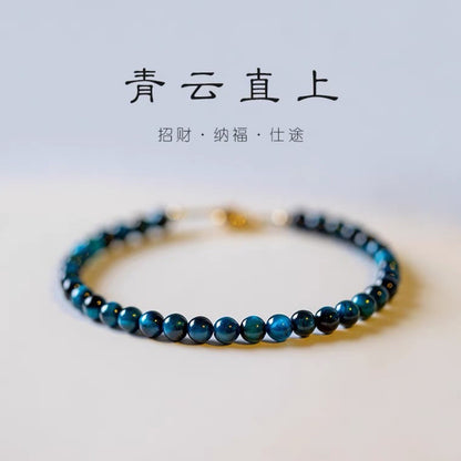 Natural blue tiger eye stone bracelet 4mm