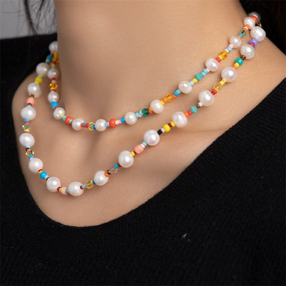 Natural freshwater pearl millet bead necklace