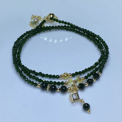 Green gold sandstone bracelet necklace