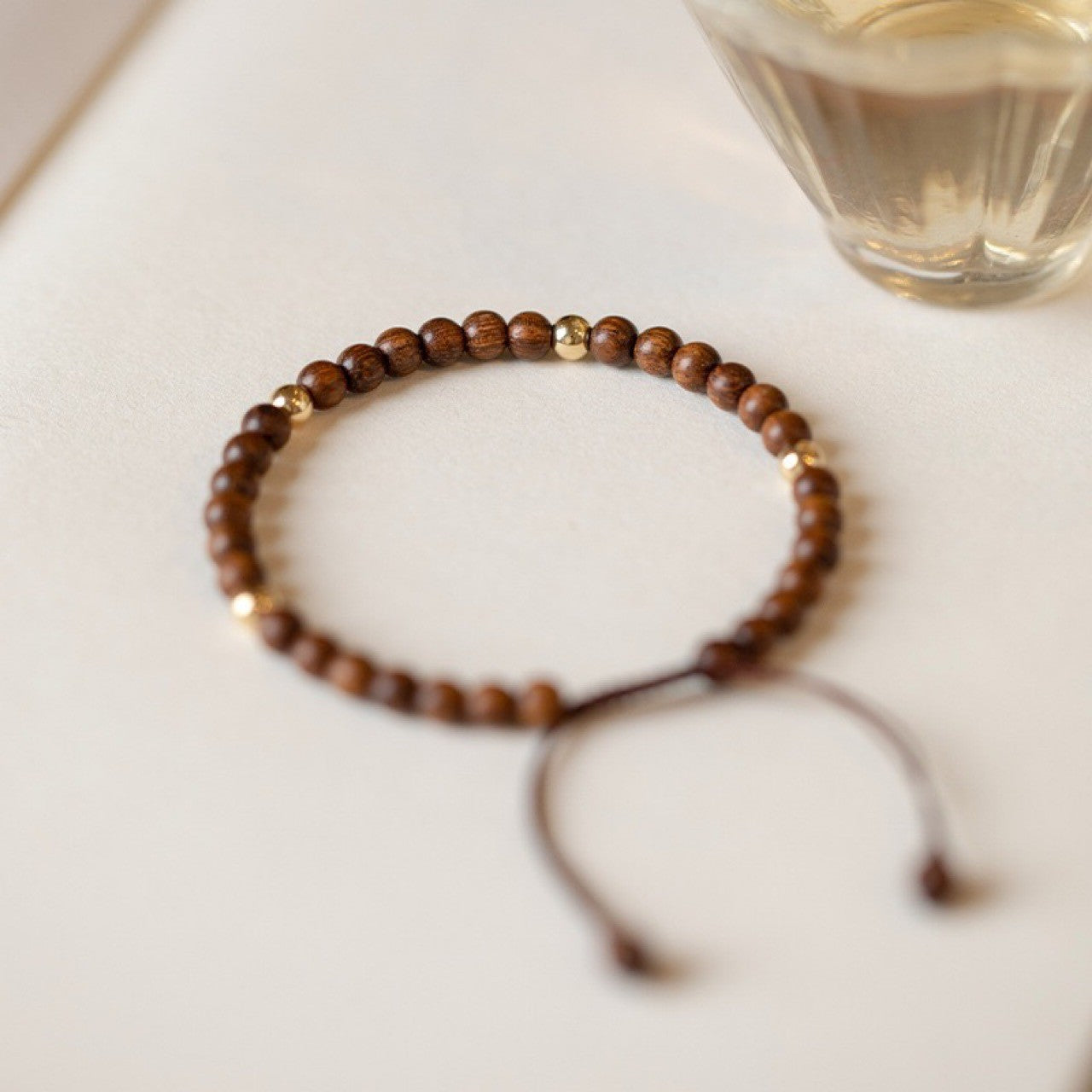 4MM gold-thread sandalwood braided bracelet