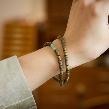 Natural green sandalwood bamboo abacus bead bracelet