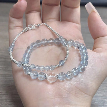 💦Aquamarine Broken Silver Crystal Bracelet