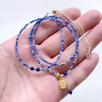 Natural iolite faceted multi-circle bracelet