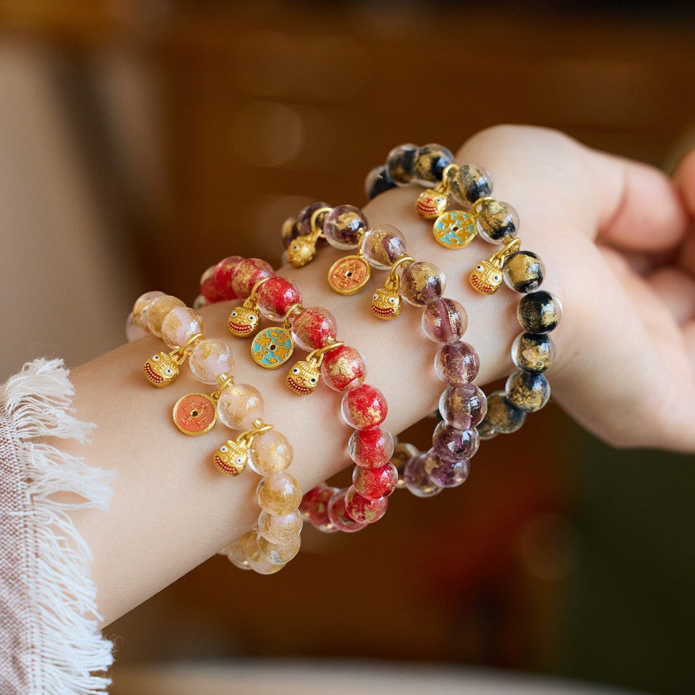 Incense Ash Glass Gold Devouring Beast Bracelet