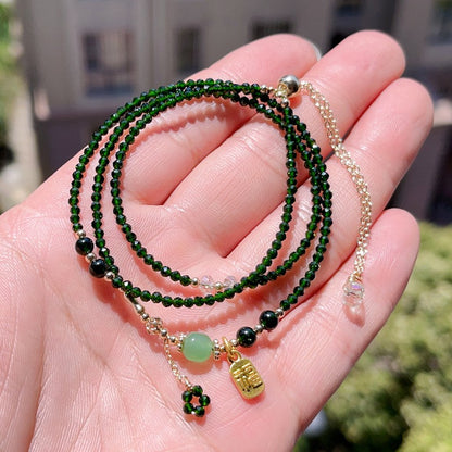 Green spinel three-circle bracelet