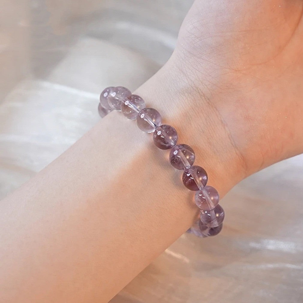 Brazilian Amethyst + White Crystal Bracelet 9mm