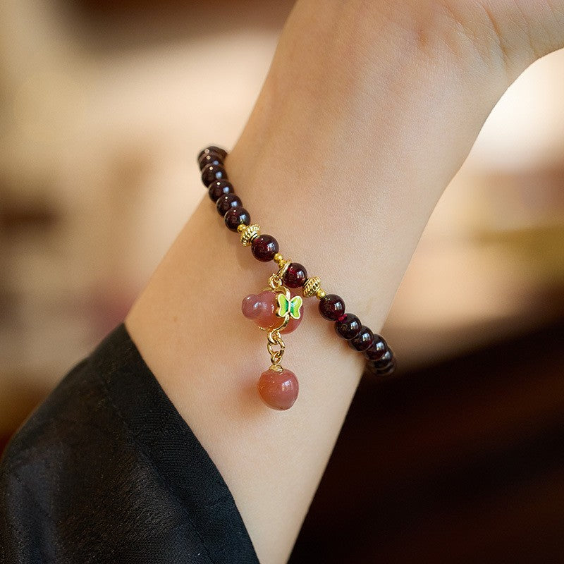 Natural garnet salt source agate gourd fox bracelet