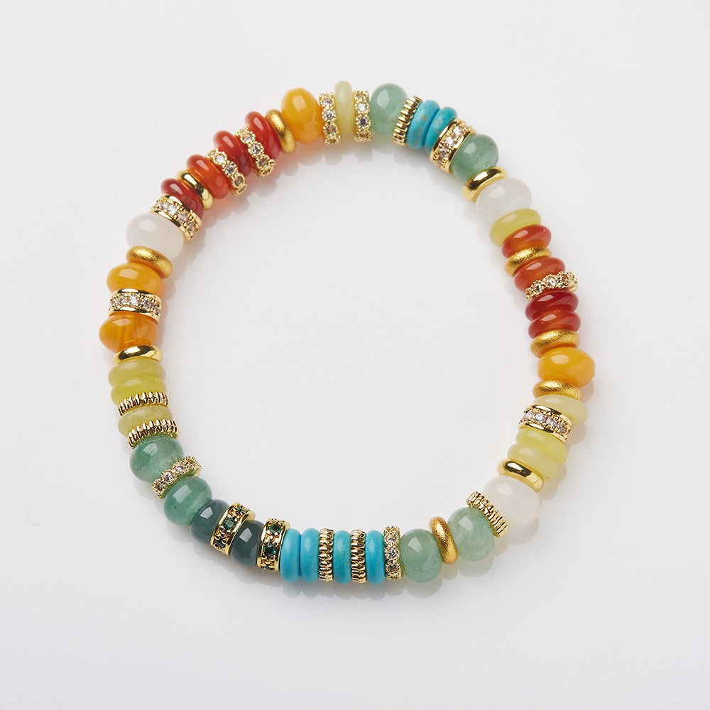 Rainbow gold diamond bracelet Dopamine gem bracelet