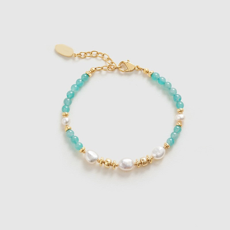 Amazonite Baroque Pearl Bracelet Stacking Necklace