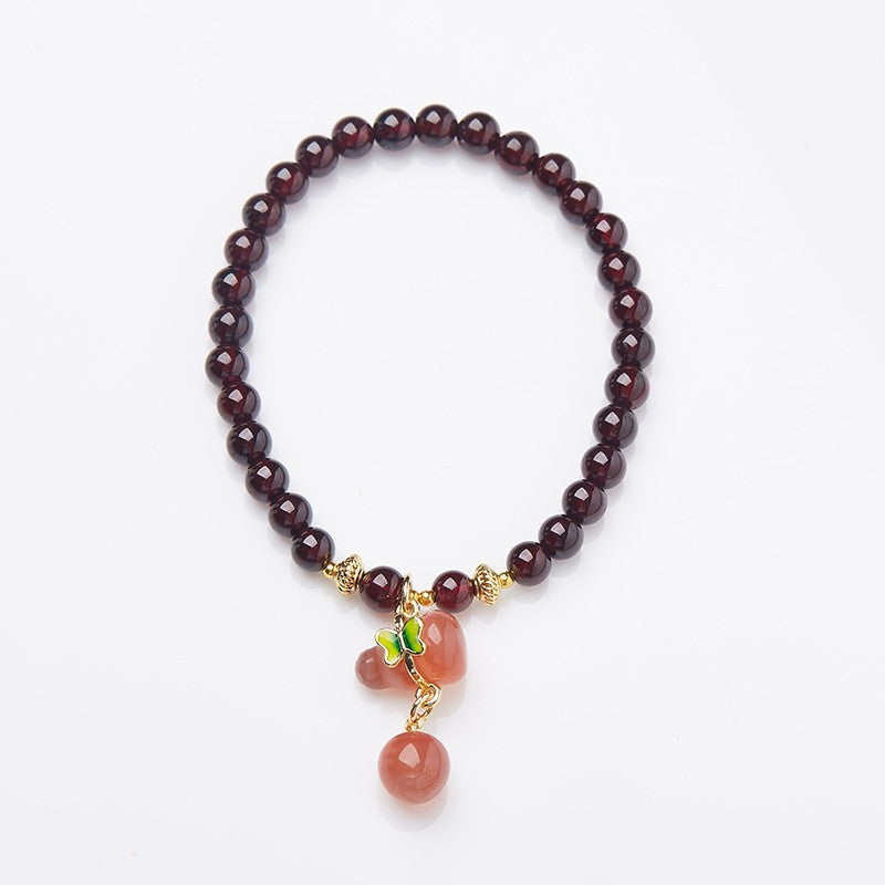 Natural garnet salt source agate gourd fox bracelet