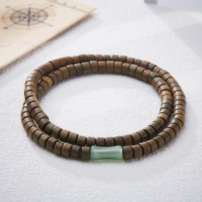 Natural green sandalwood bamboo abacus bead bracelet