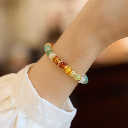 Rainbow gold diamond bracelet Dopamine gem bracelet