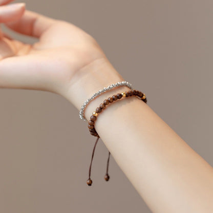 4MM gold-thread sandalwood braided bracelet