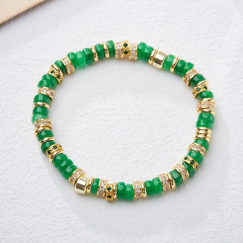 Rainbow gold diamond bracelet Dopamine gem bracelet