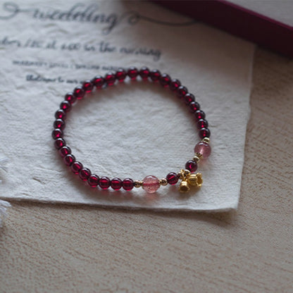 Burgundy garnet with strawberry crystal bracelet 4.8mm