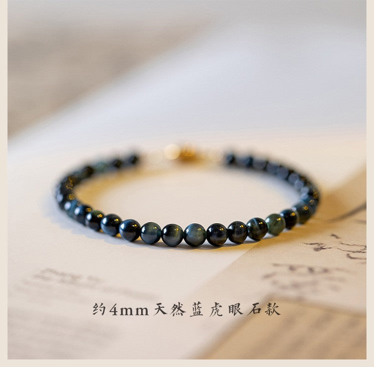 Natural blue tiger eye stone bracelet 4mm