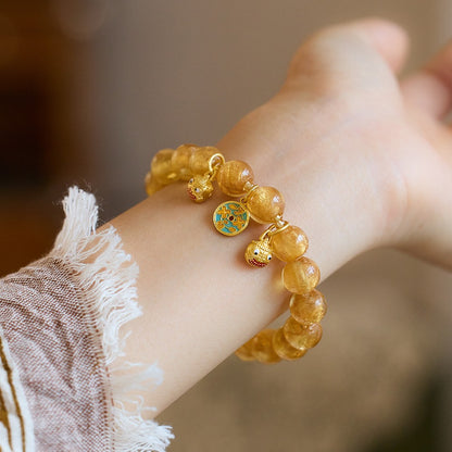 Incense Ash Glass Gold Devouring Beast Bracelet