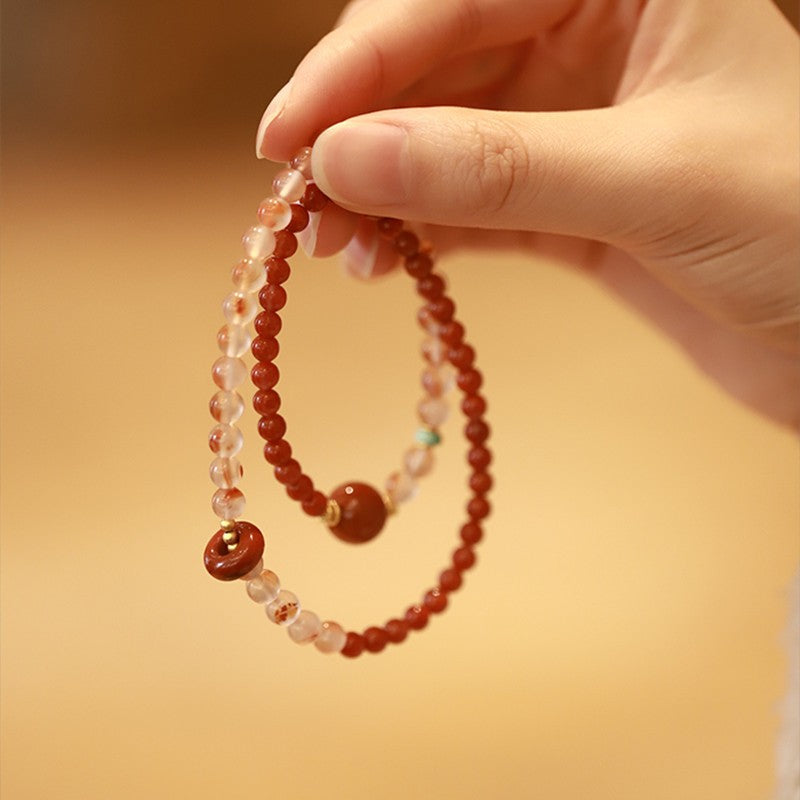 South Red Agate Double Circle Bracelet 6mm