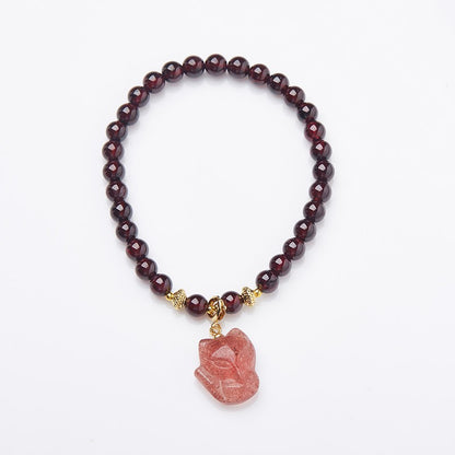 Natural garnet salt source agate gourd fox bracelet