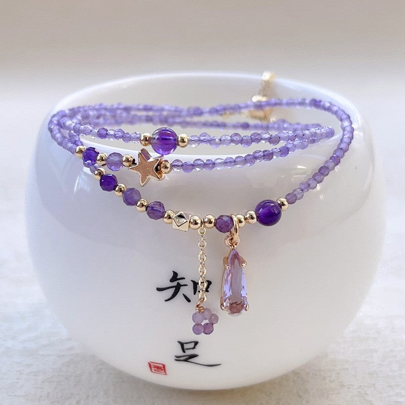 Natural Amethyst Multi-layered Bracelet