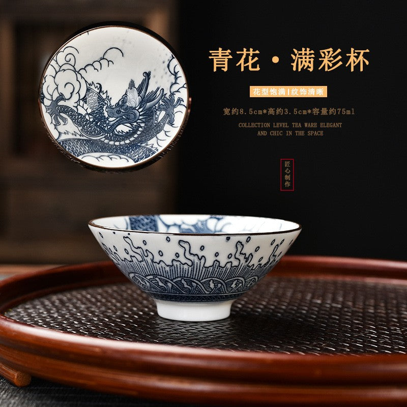 Blue and white porcelain teacup, Kung Fu cup