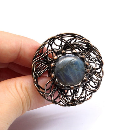 Natural stone personality retro raw stone ring