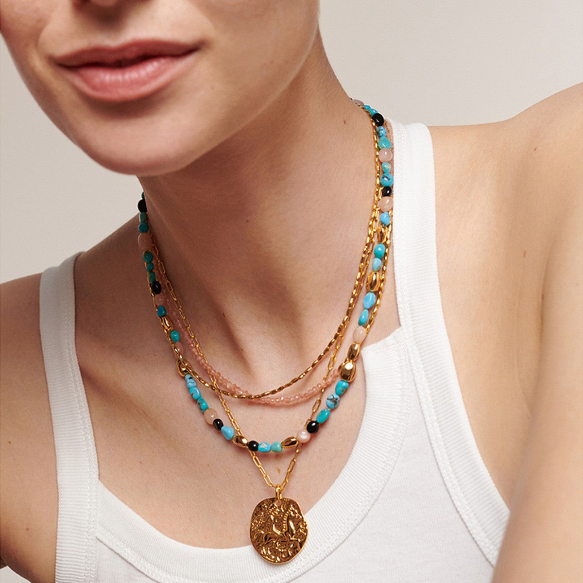 Irregular natural stone tiger eye blue pine bead necklace