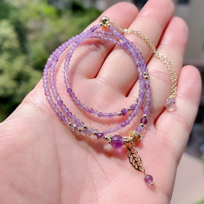 Amethyst Faceted Three Circle Bracelet