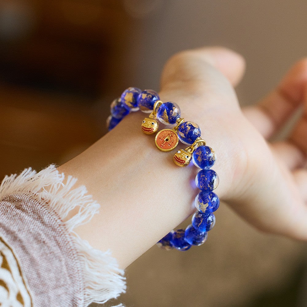 Incense Ash Glass Gold Devouring Beast Bracelet