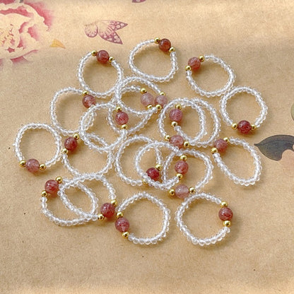 Strawberry crystal Austrian crystal finger ring