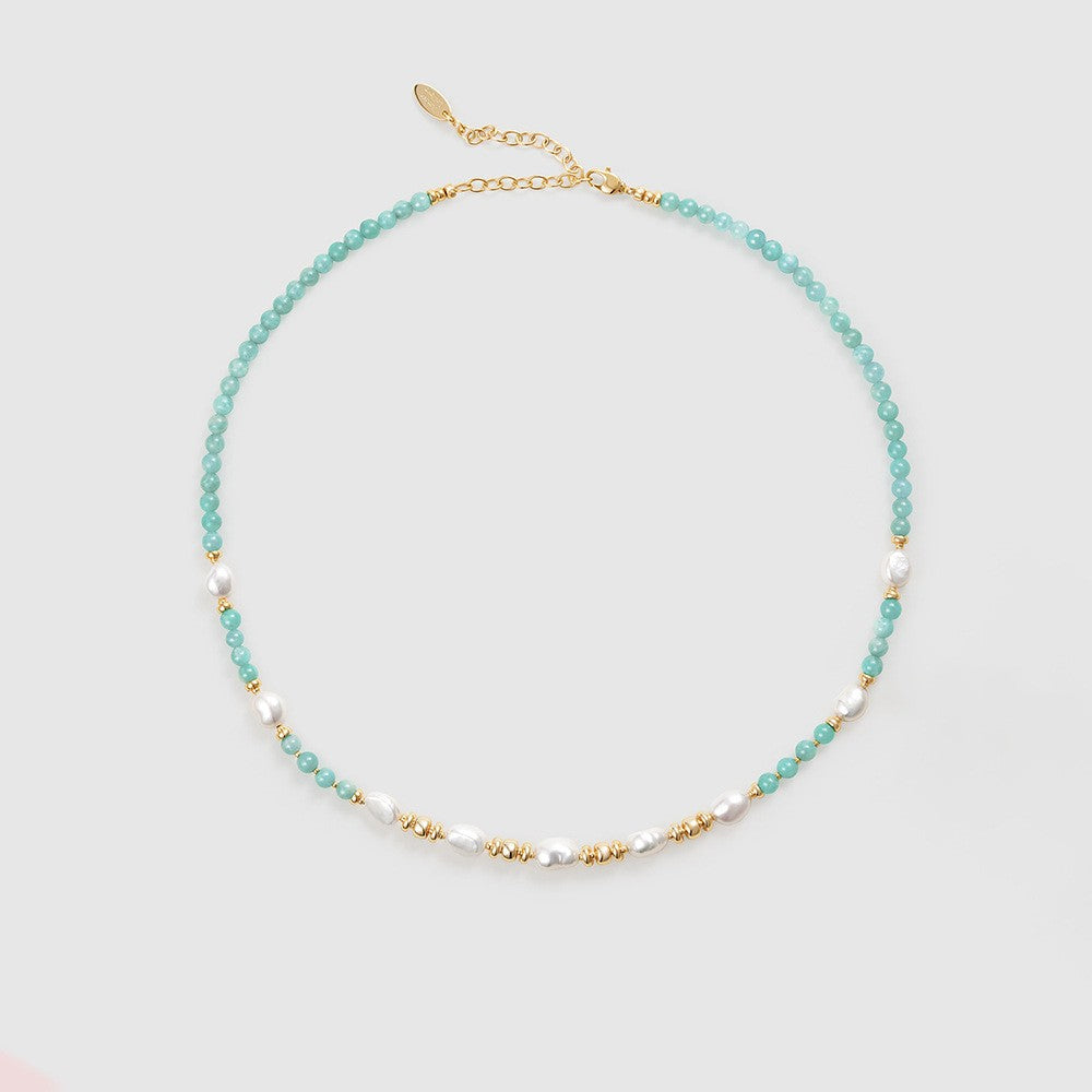 Amazonite Baroque Pearl Bracelet Stacking Necklace