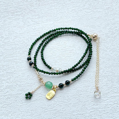 Green spinel three-circle bracelet